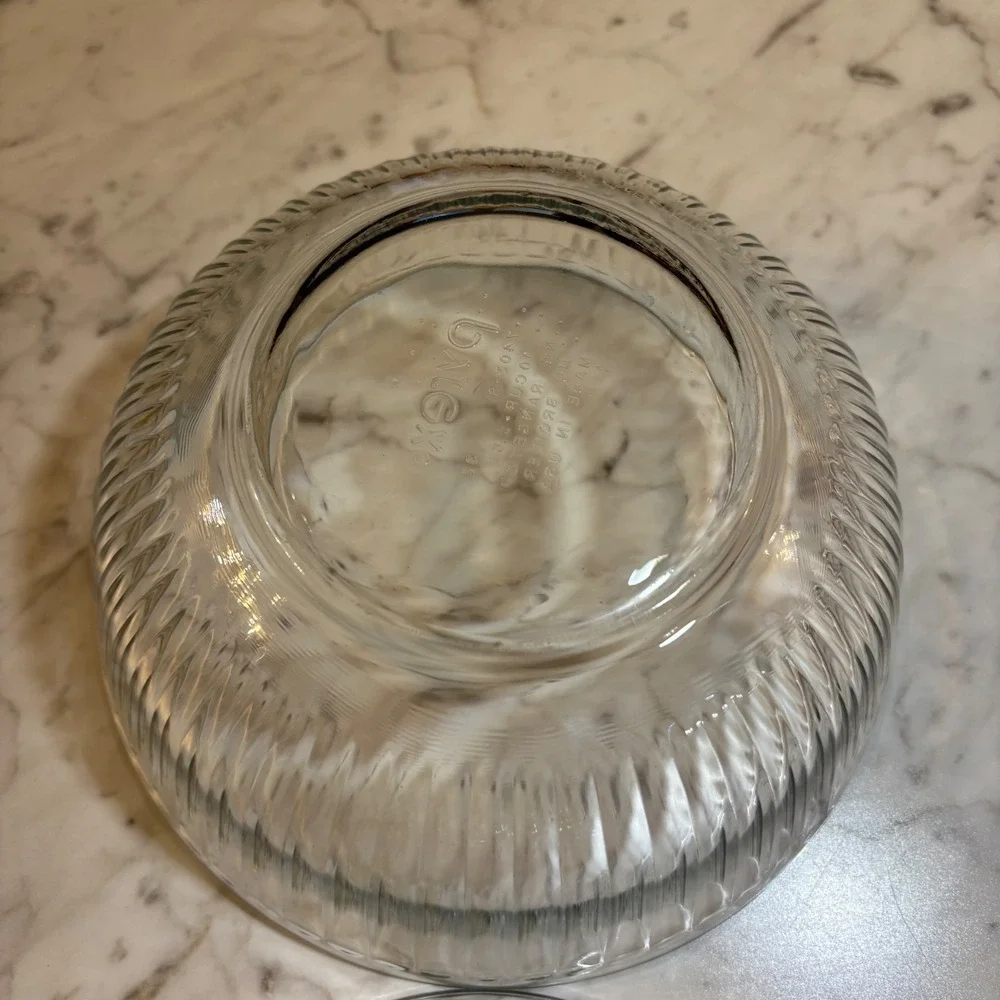 Vintage Pyrex Clear Ribbed Glass MixingBowls Set of 2 Fluted Nesting 1.5qt 2.5qt